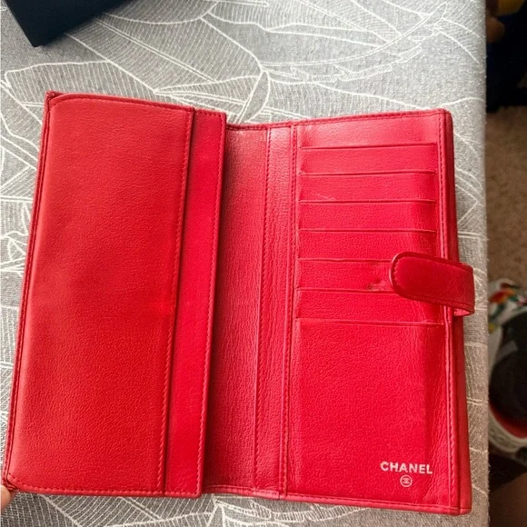 Red Leather Camellia Wallet